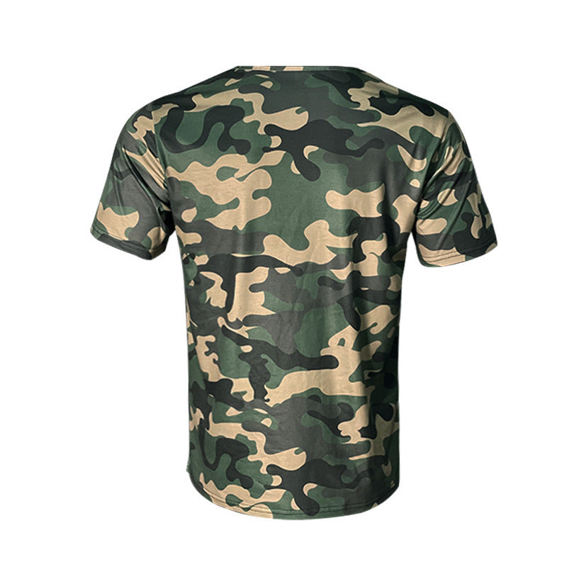 T-Shirt à manches courtes pour hommes avec col en V et design camouflage Chic und Stil