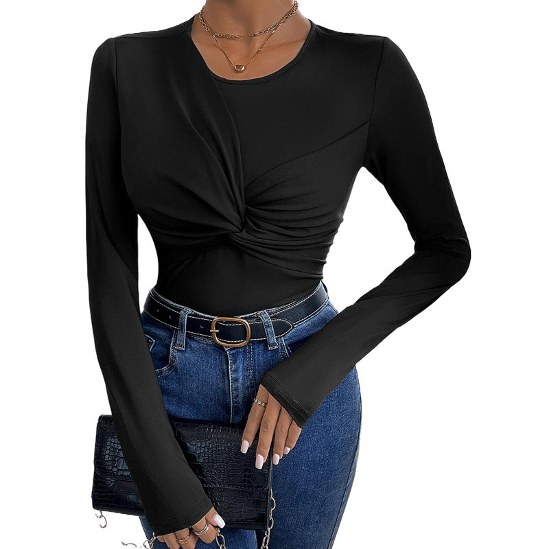 Body long à manches longues ajusté pour femme avec détail twist Chic und Stil