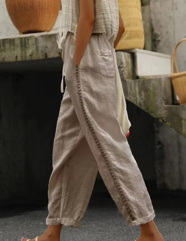 Palazzo pants for women with elastic waistband and tie belt on the side Chic and Style