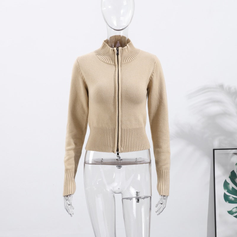 Dames Élégante veste en tricot avec fermeture éclair intégrale Chic und Stil