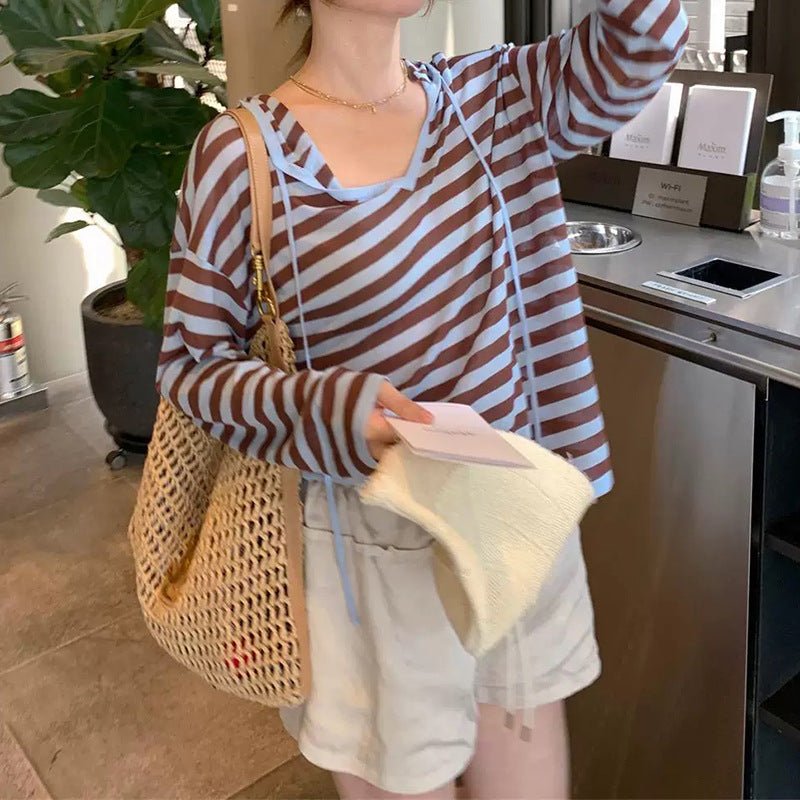 Haut à capuche pour femme léger à manches longues Chic und Stil