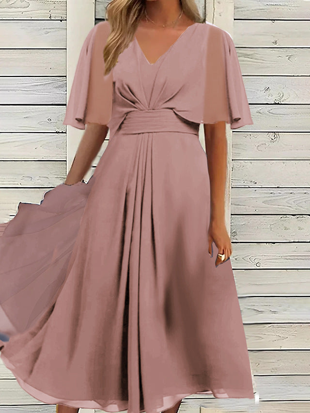 Robe midi fluide à décolleté en V pour femmes Chic und Stil