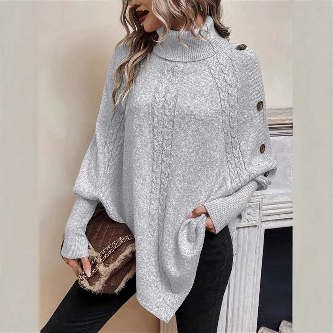 Pull oversized pour femmes avec col montant et design de tresse décoratif Chic und Stil
