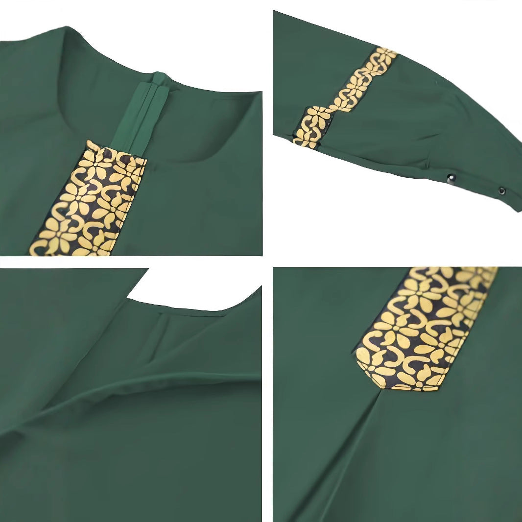 Robe kaftan pour femmes avec des accents dorés élégants et des manches longues Chic und Stil