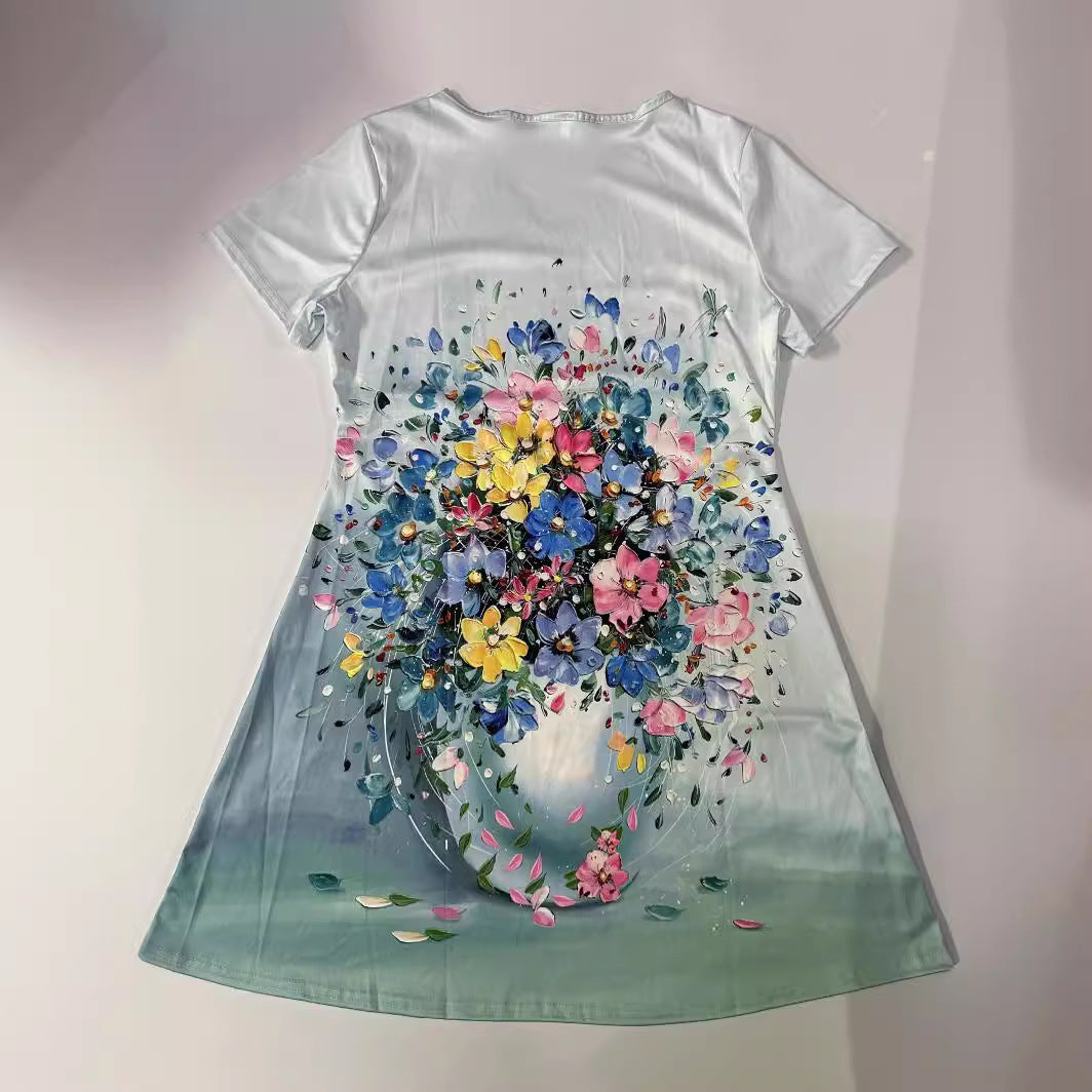 Robe midi florale à volants pour femmes Chic und Stil