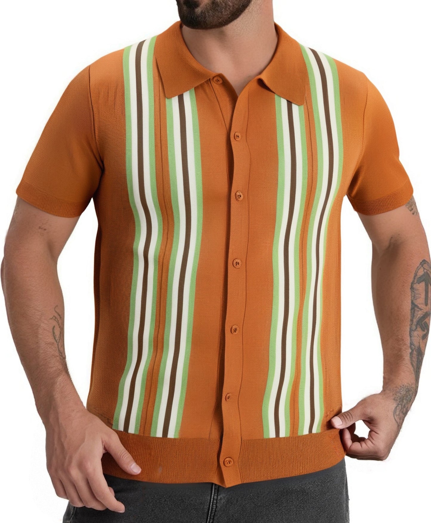 Chemise à manches courtes à la mode pour hommes avec rayures Chic und Stil