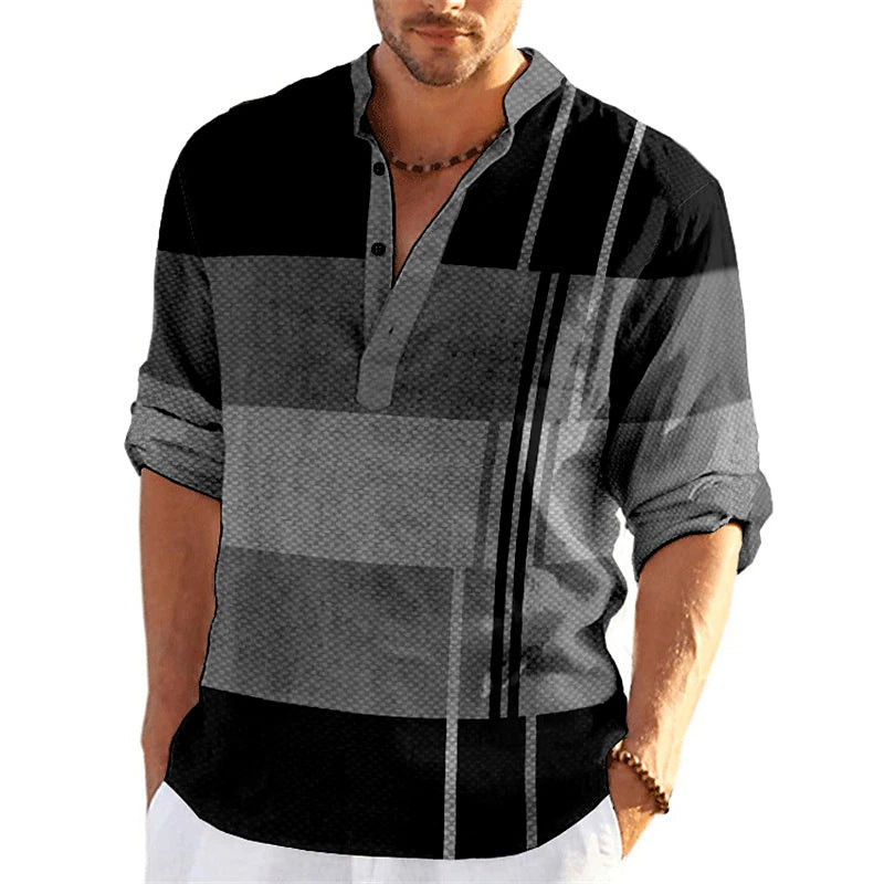 Chemise popover rayée décontractée pour hommes Chic und Stil