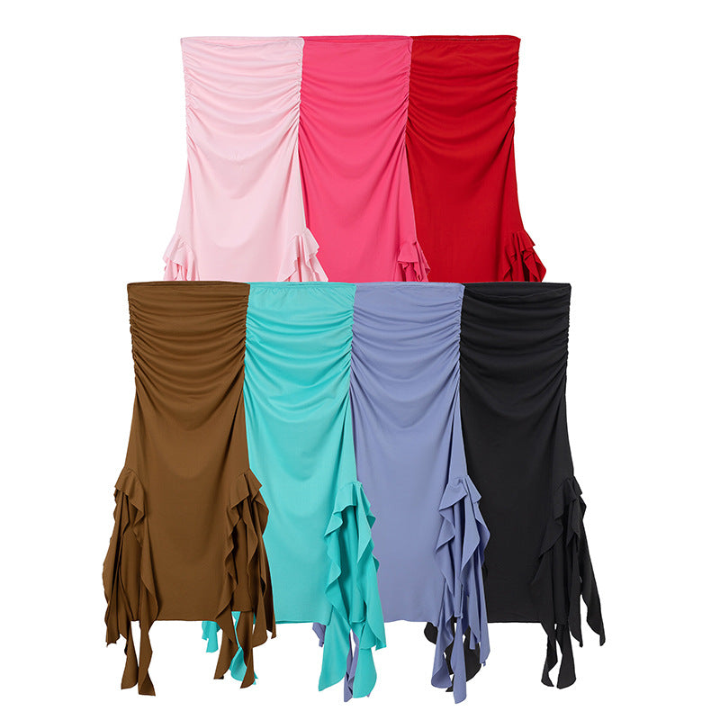 Femmes Élégante Robe Maxi Fendue avec Volants Chic und Stil