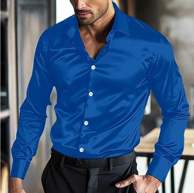 Chemise élégante pour hommes à manches longues en matériau brillant avec une coupe moderne Chic und Stil