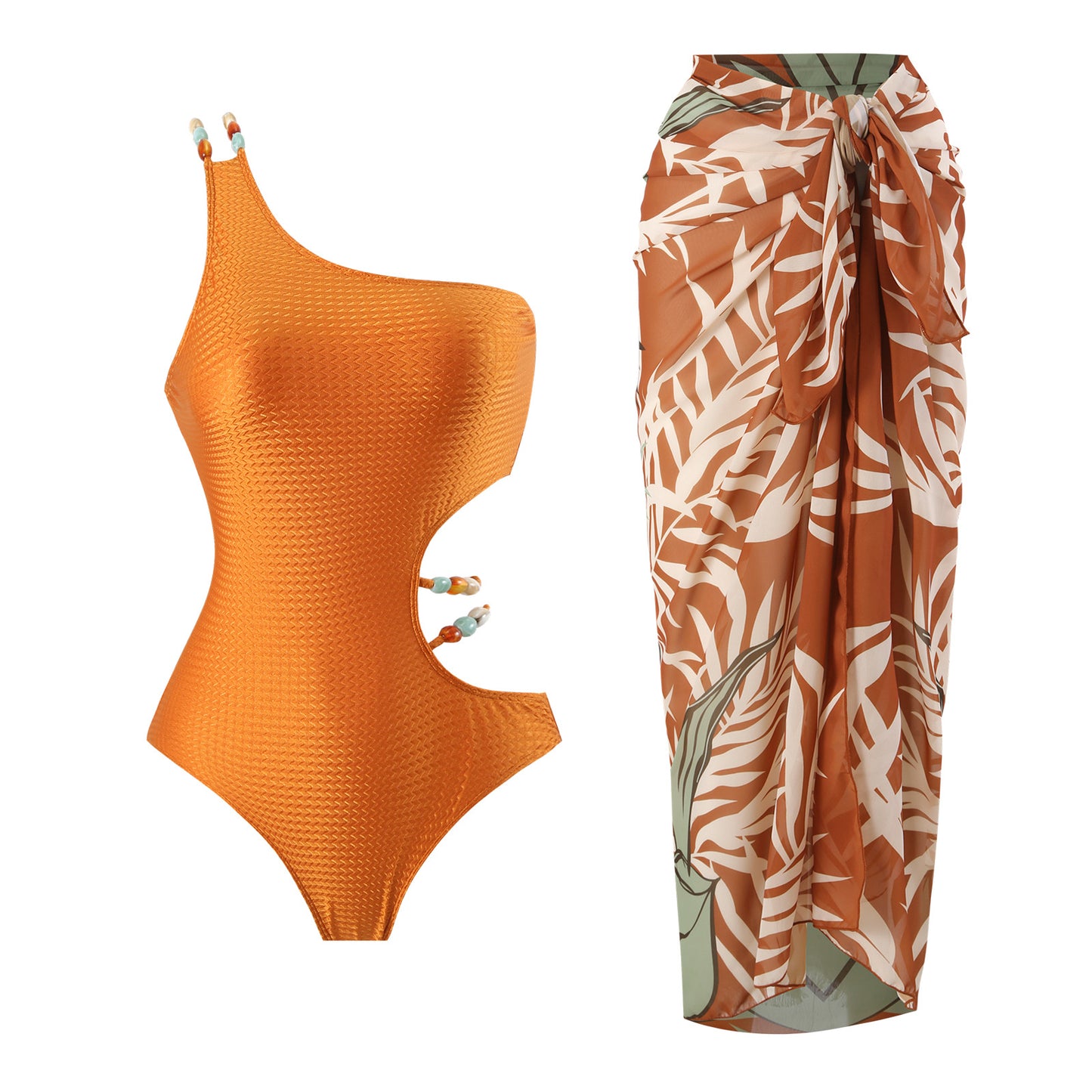 Maillots de bain pour femmes à une épaule avec des découpes modernes et une jupe enveloppante élégante Chic und Stil