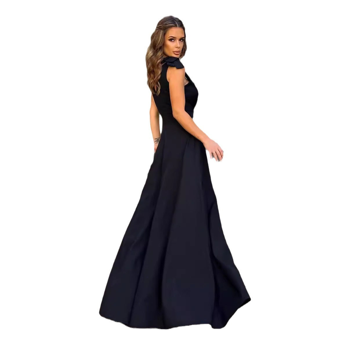 Robe maxi élégante pour femmes avec fente latérale et liens à nouer Chic und Stil