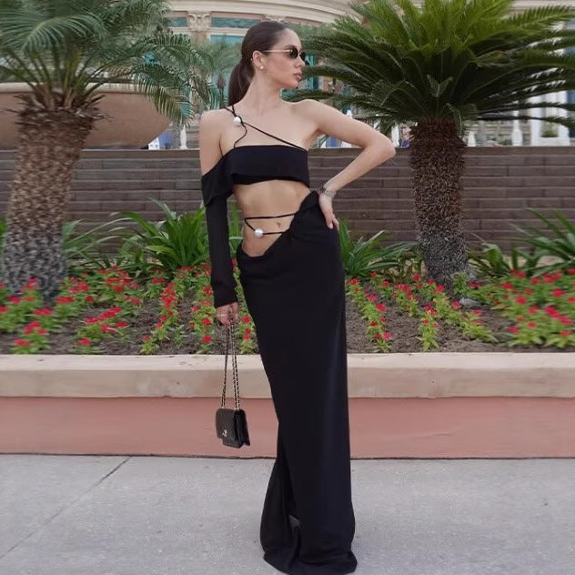 Robe de soirée pour dames avec coupe asymétrique et délicates détails en volant Chic und Stil