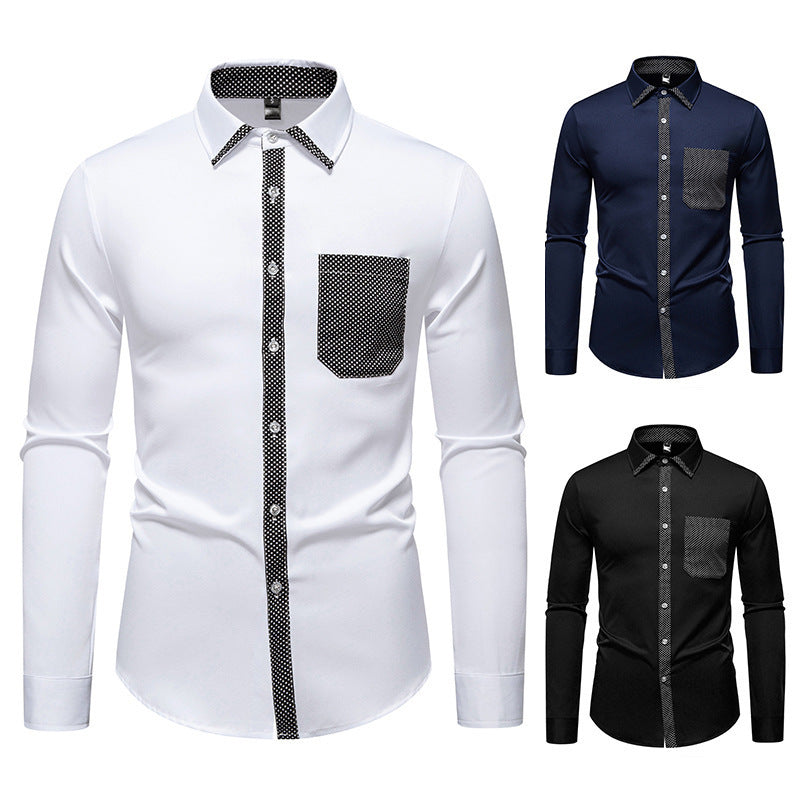 Chemise à manches longues pour hommes avec col contrasté et poche poitrine tendance Chic und Stil