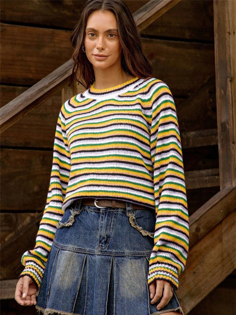 Pull en tricot décontracté pour femmes au look rayé moderne Chic und Stil
