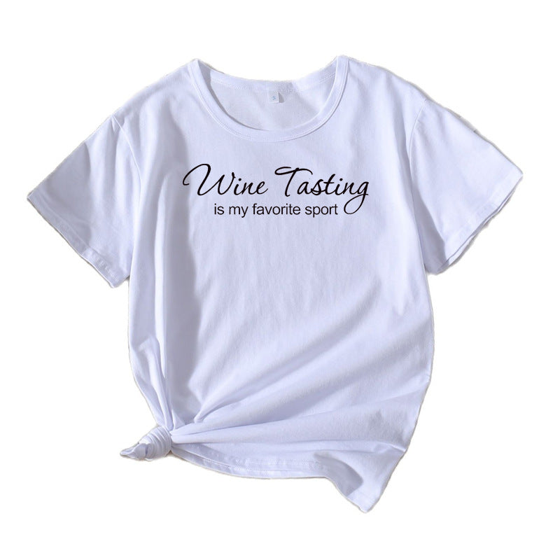 T-shirt de loisirs pour femmes Chic und Stil Vin Dégustation
