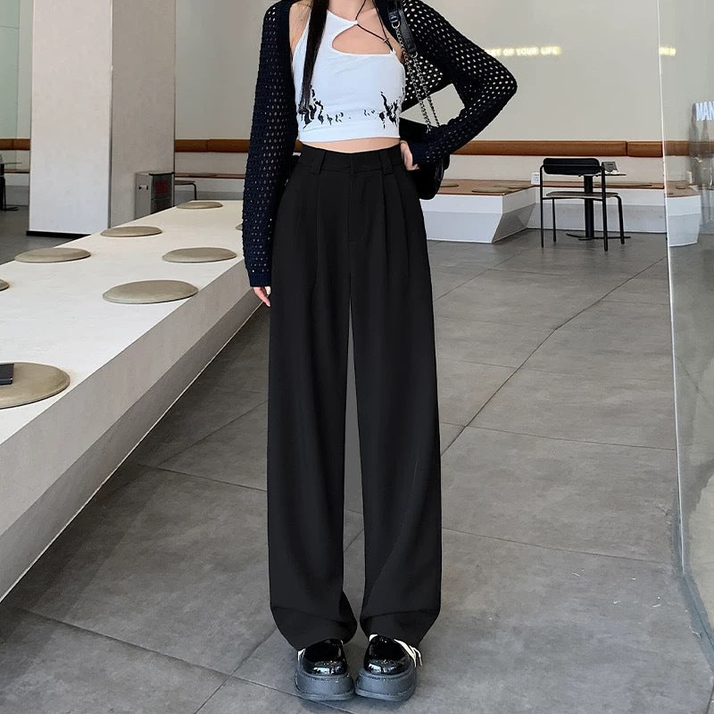 Pantalons larges plissés taille haute pour femmes Chic und Stil 1750847080