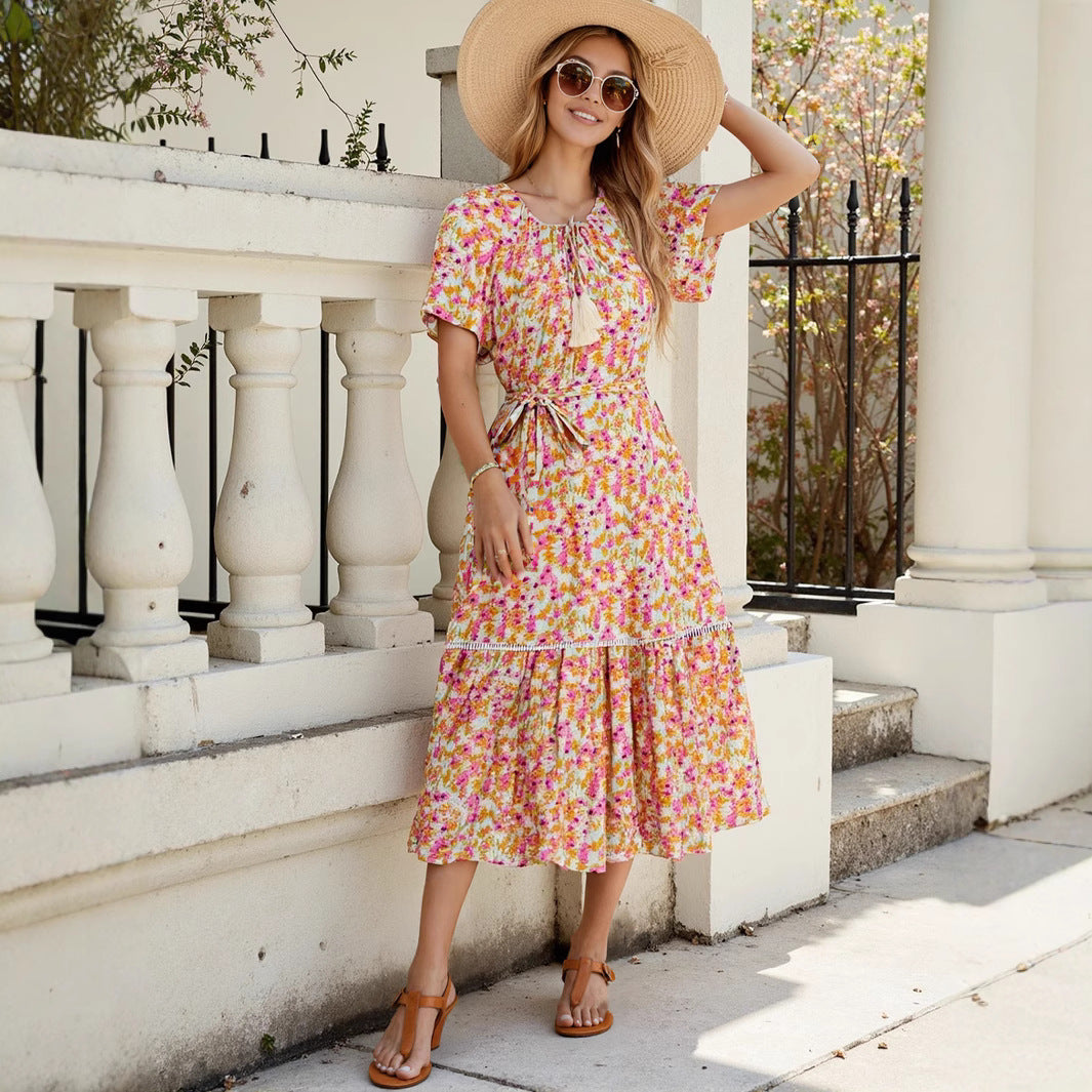 Robe maxi florale bohème pour femmes Chic und Stil