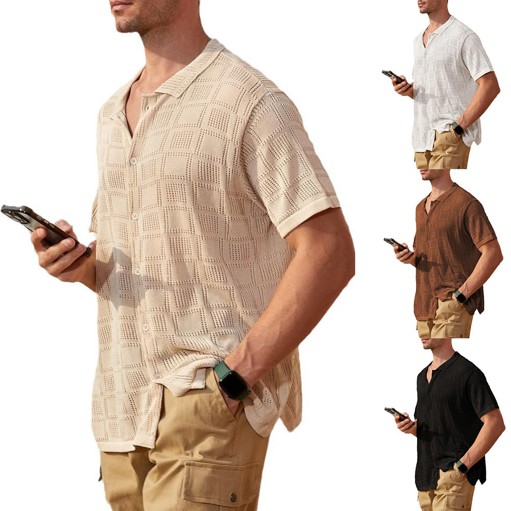 Chemise décontractée à manches courtes pour hommes avec motif texturé Chic und Stil