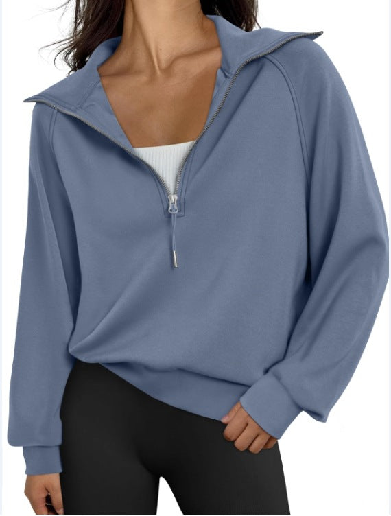 Pull-over décontracté pour dames avec col montant et zip Chic und Stil
