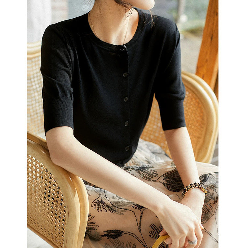 Cardigan léger pour femme à boutonning avec manches bouffantes Chic und Stil