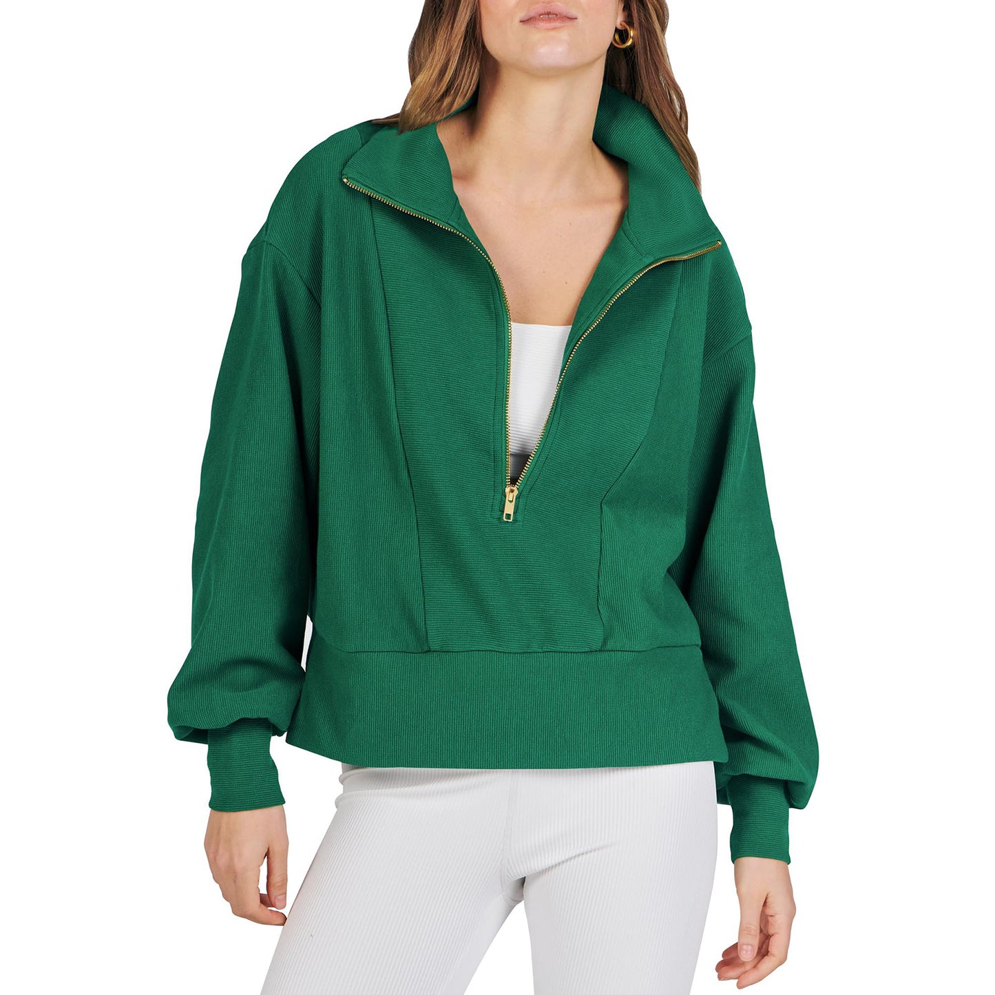 Pull sportif pour femmes avec col haut et fermeture éclair Chic und Stil