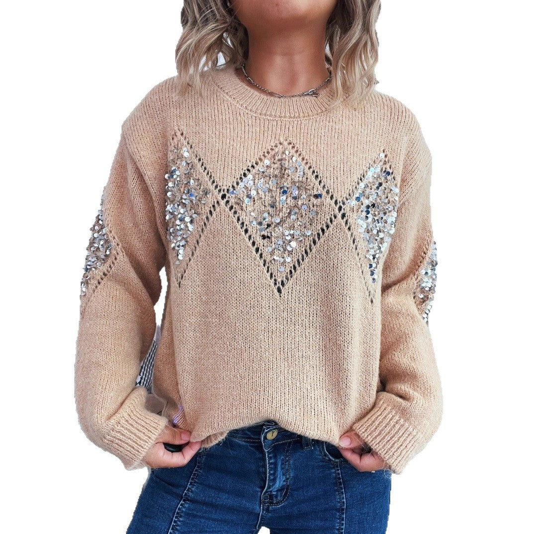 Pull en tricot pour femmes avec des applications scintillantes Chic und Stil
