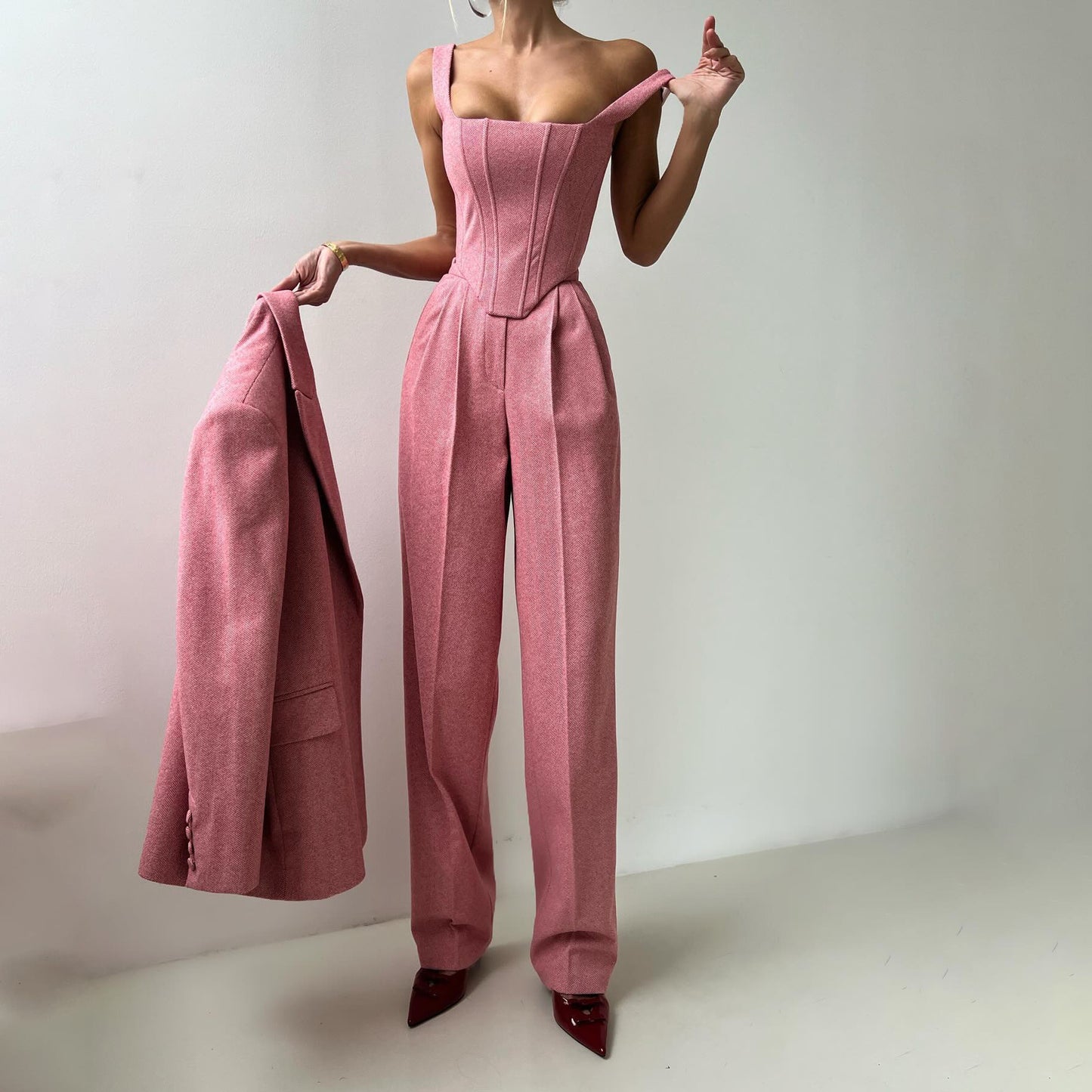 Dames Élégante combinaison blazer et robe corset Chic und Stil