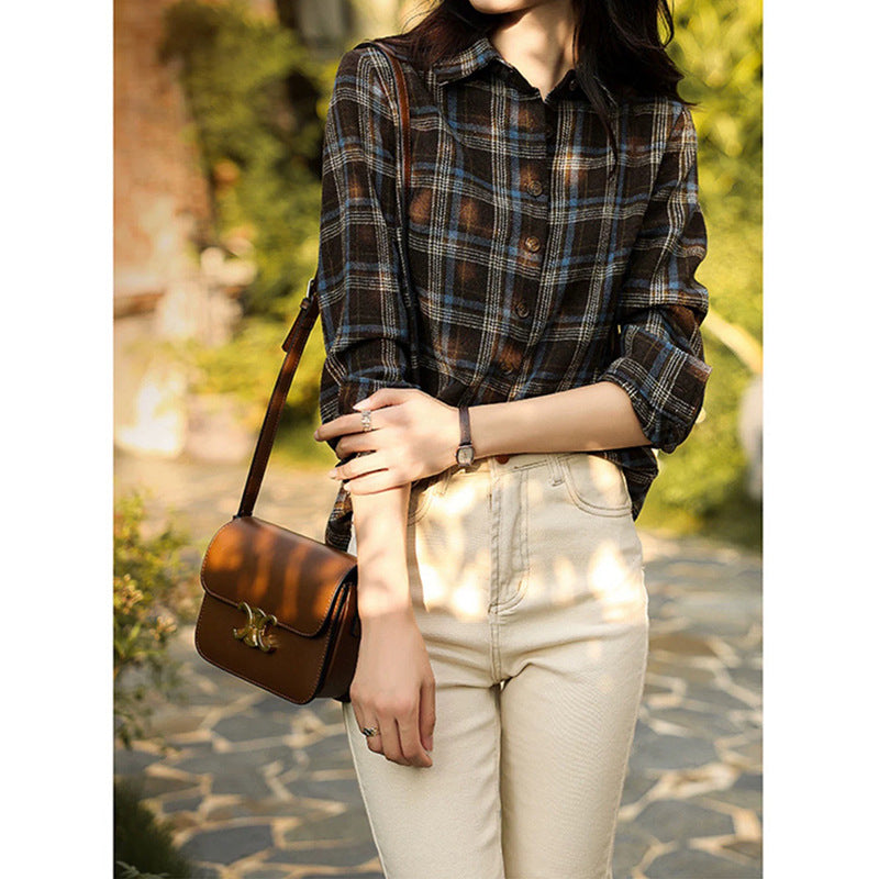 Chemise à carreaux à boutons pour femmes Chic und Stil