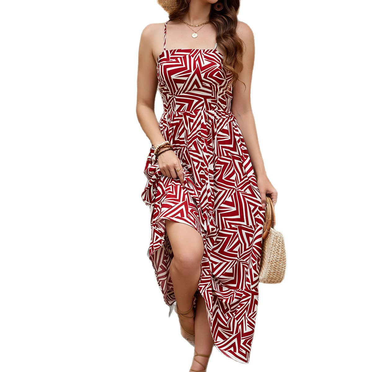 Robe maxi à fente haute bohème pour femmes Chic und Stil