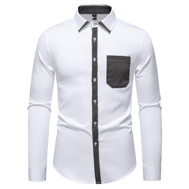 Chemise à manches longues pour hommes avec col contrasté et poche poitrine tendance Chic und Stil