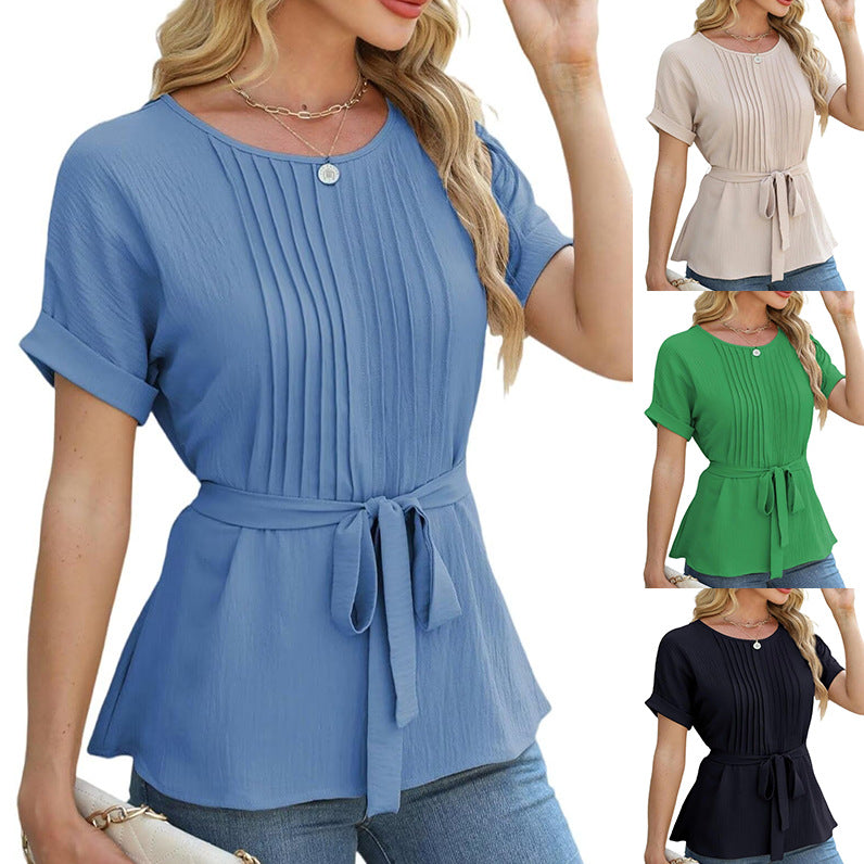 Chemisier femme avec détails froncés et ceinture latérale Chic und Stil