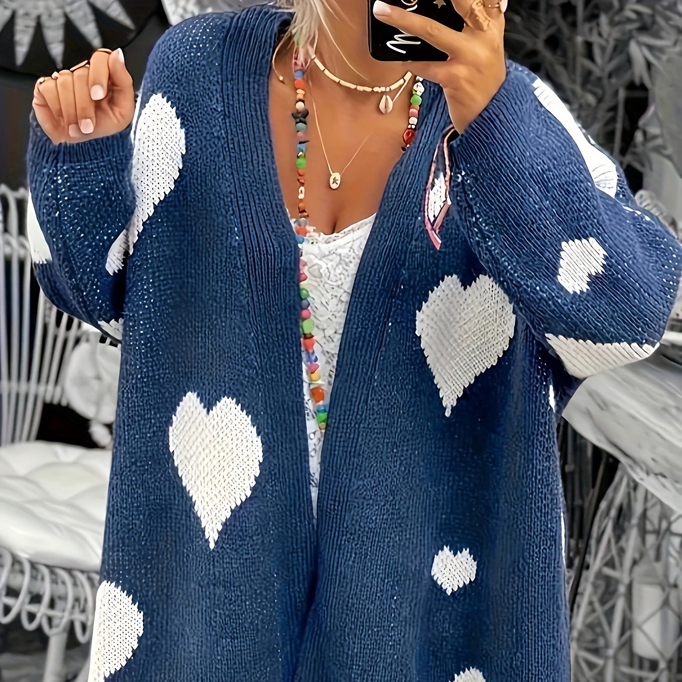Veste en tricot pour femmes avec design en cœur et coupe décontractée Chic und Stil