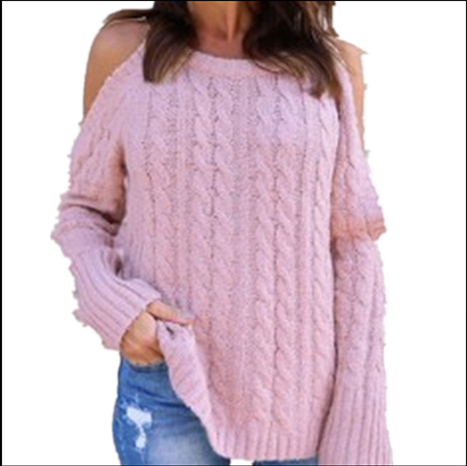 Pull en tricot pour femmes avec épaules dénudées et design de torsade décoratif Chic und Stil