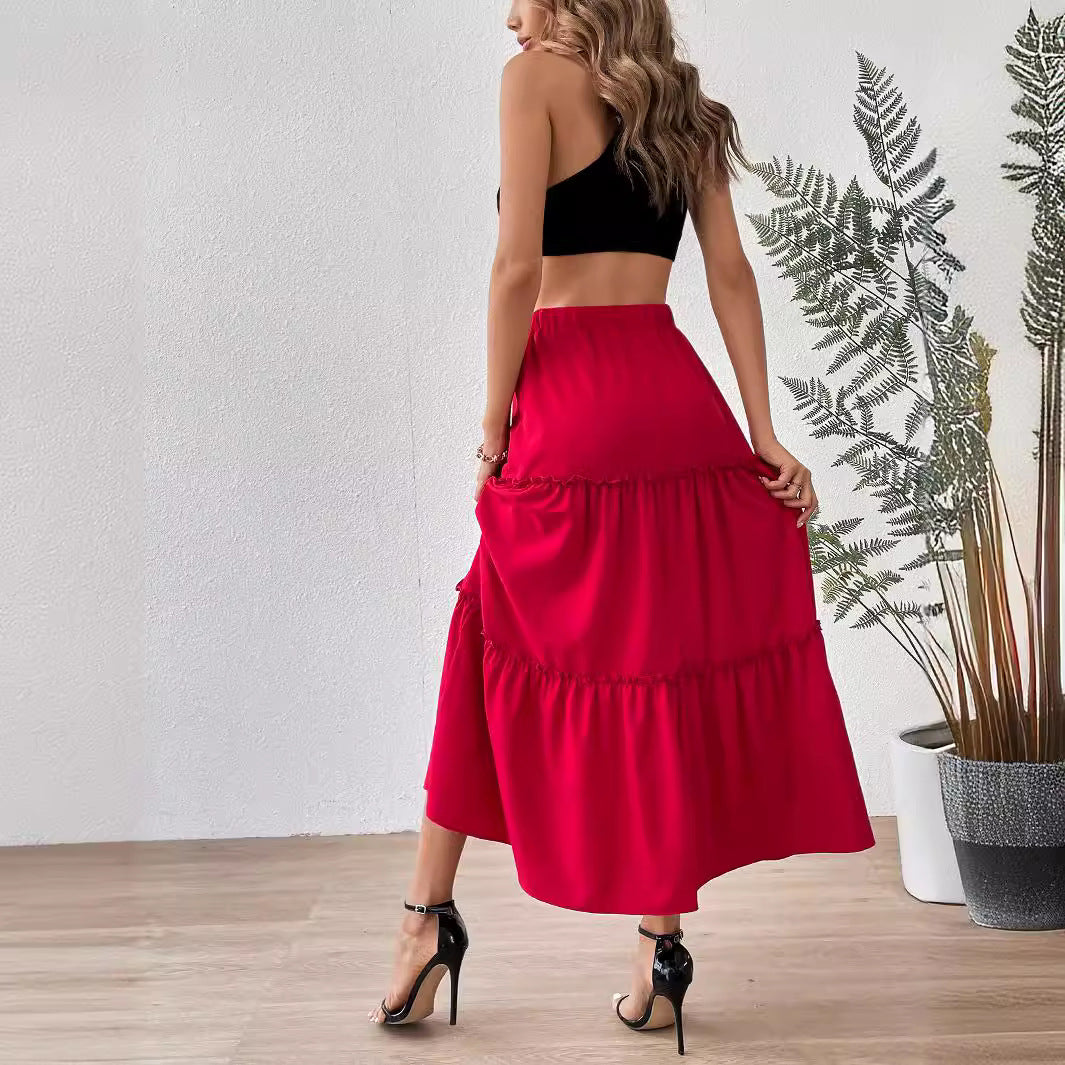 Jupe maxi décontractée pour femmes avec volant et taille élastique Chic und Stil