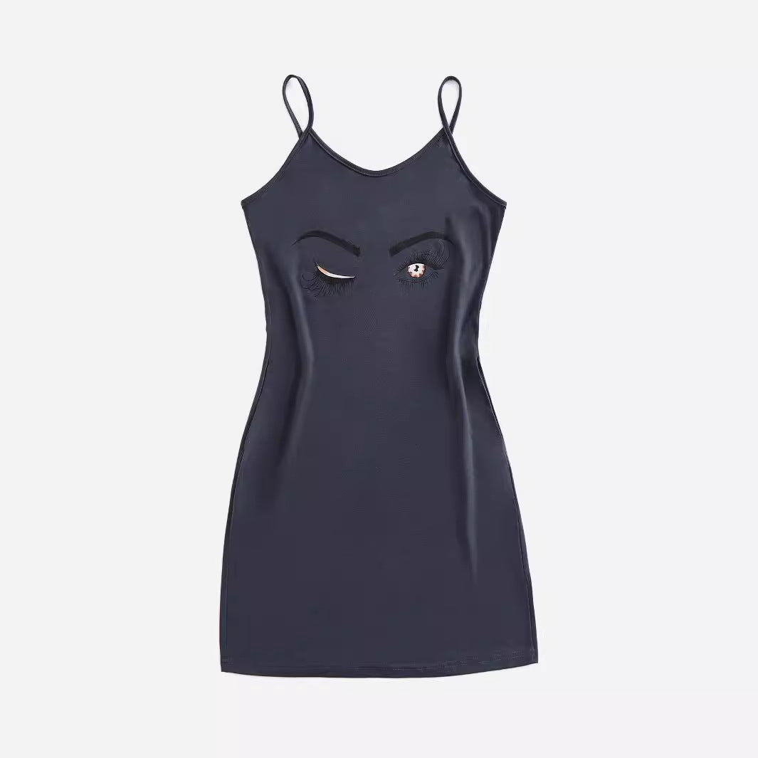 Robe mini pour femmes avec tissu respirant et motif d'yeux créatif Chic und Stil