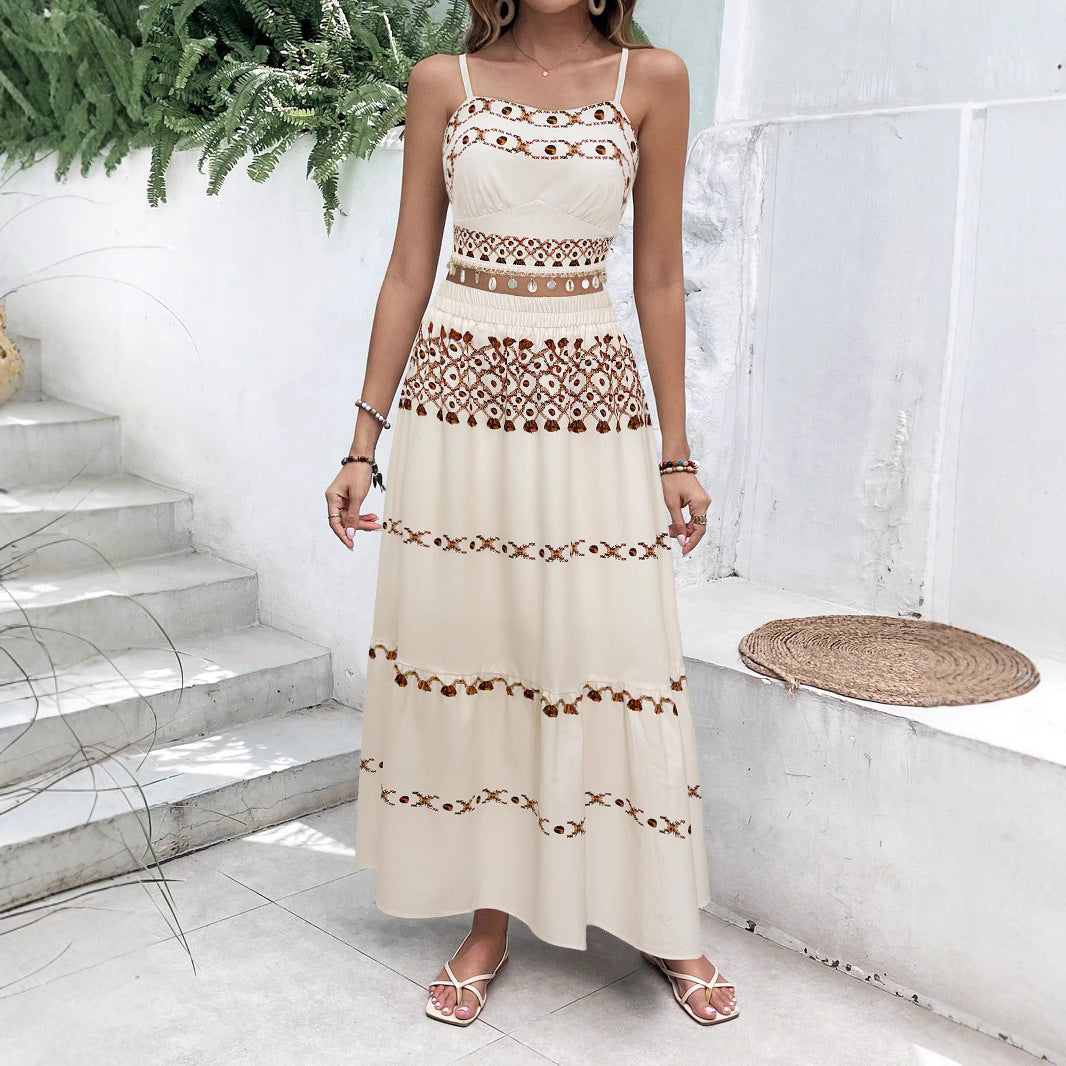 Robe maxi femme avec délicat motif brodé et silhouette aérienne Chic und Stil
