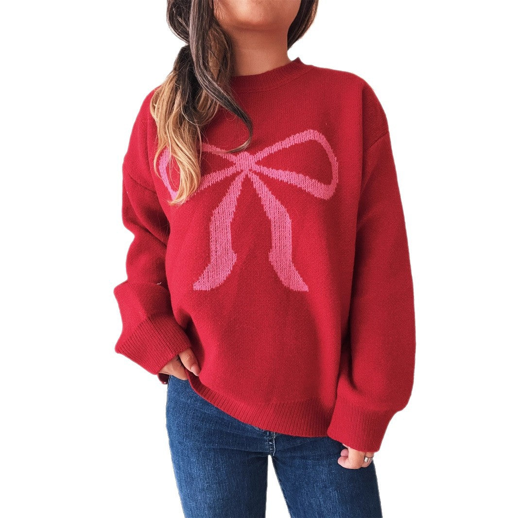 Dames pull douillet avec motif de nœuds ludique Chic und Stil