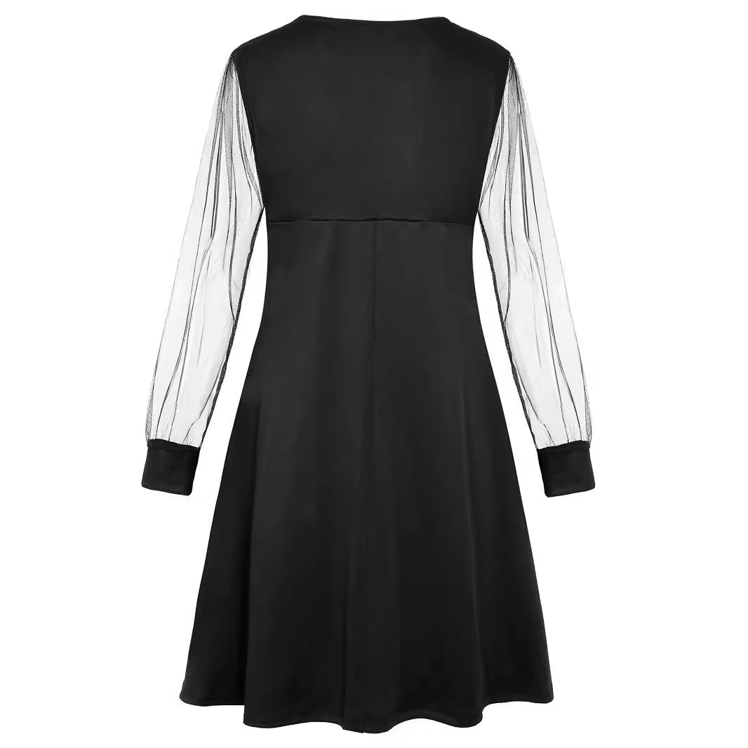 Women's Wrap Dress with Sheer Long Sleeves Chic und Stil