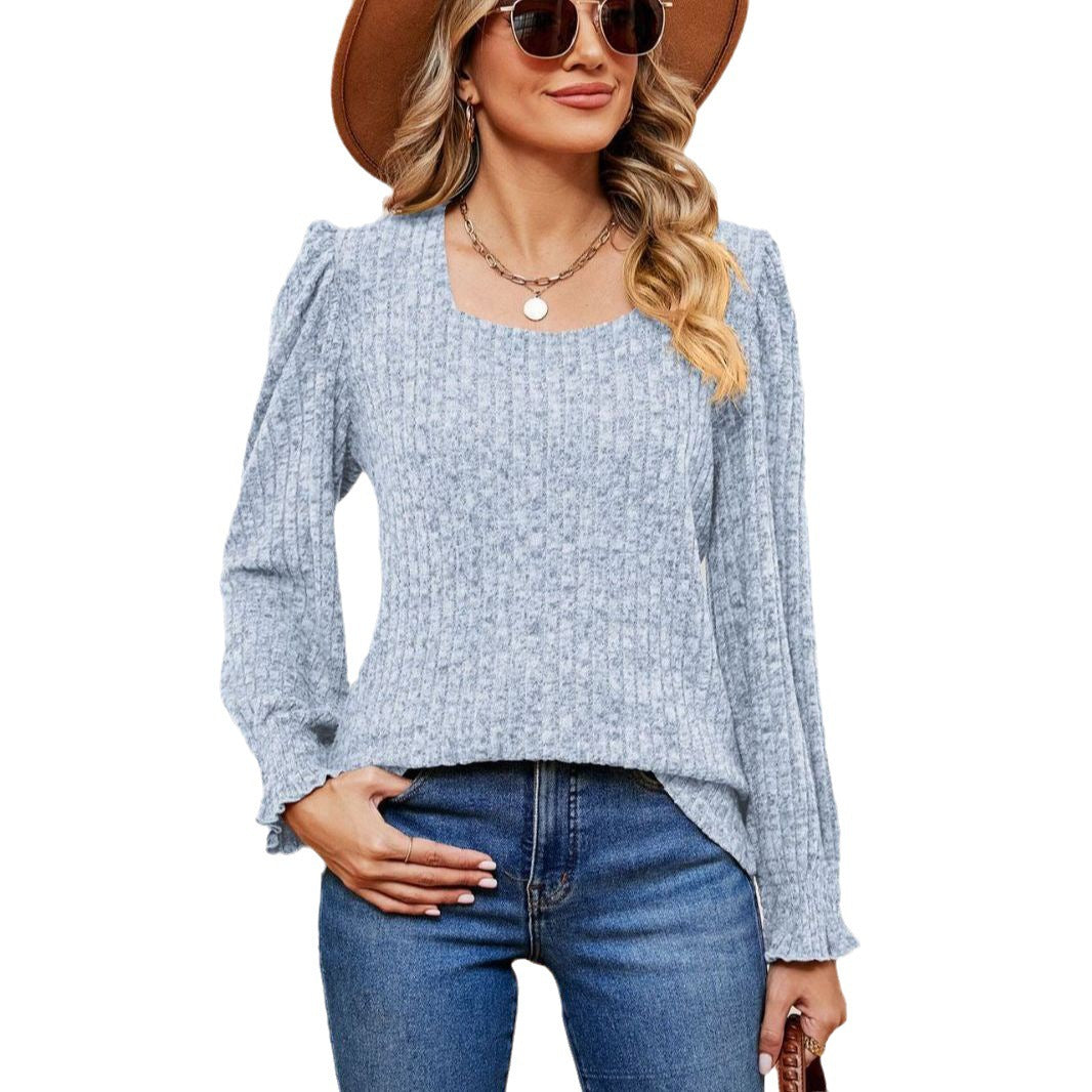 Ladies fashion sweater with balloon sleeves Chic and Style
