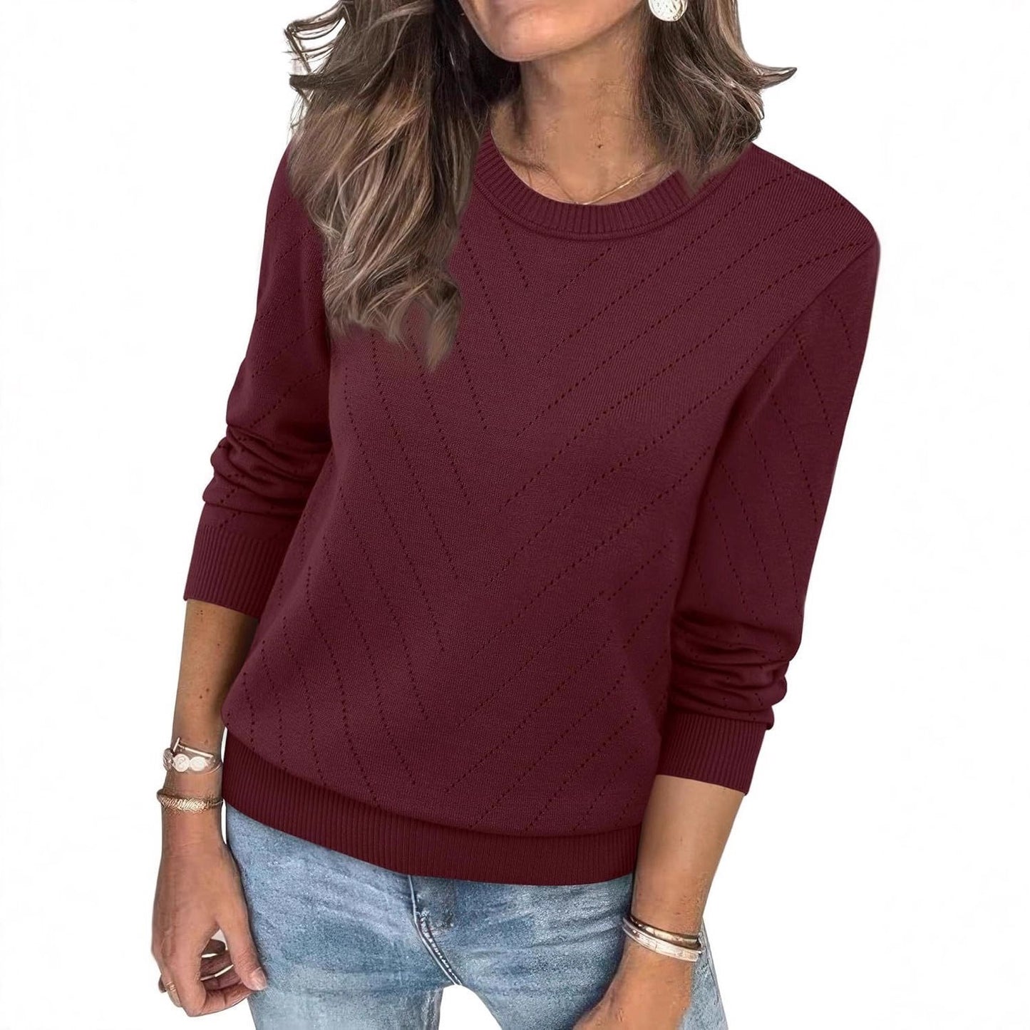 Dames Pull à la mode avec motif zigzag structuré et coupe décontractée Chic und Stil