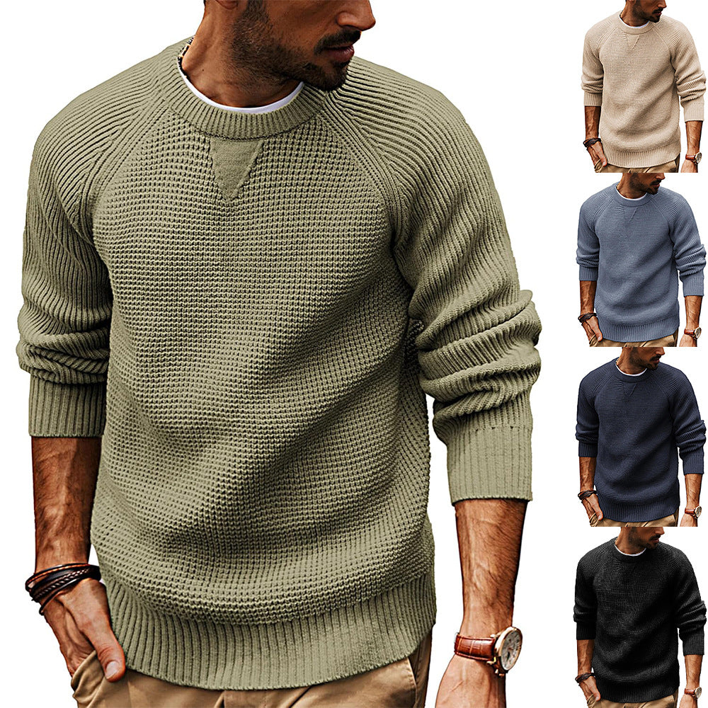 Pull en tricot décontracté pour hommes avec un motif de tissu structuré et un col rond Chic und Stil