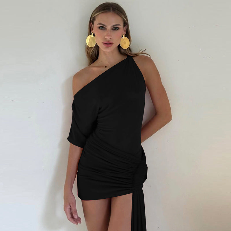 Robe portefeuille femme avec ourlet asymétrique et détails de volants élégants Chic und Stil