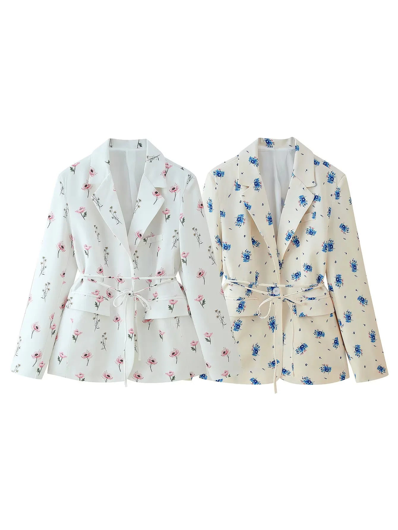 Blazer ajusté pour femmes avec motif floral et ceinture à nouer Chic und Stil