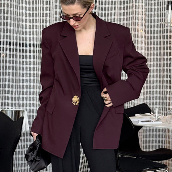 Blazer oversized pour femmes avec bouton doré Chic und Stil