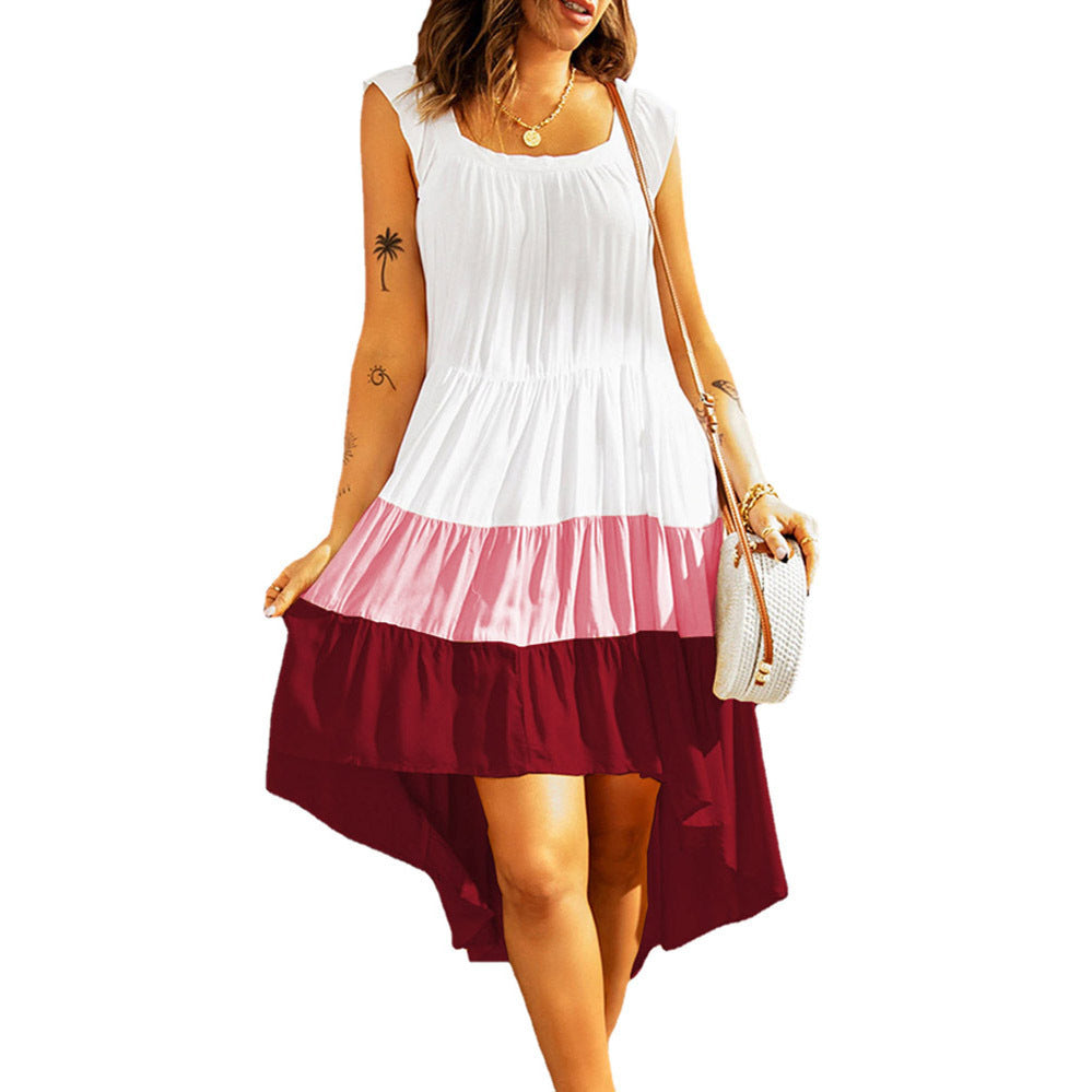 Robe midi color block à volants pour femmes Chic und Stil