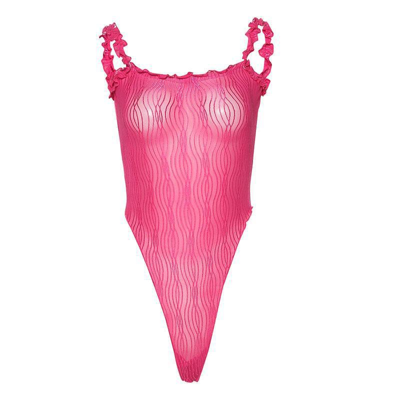 Maillot de bain une pièce pour femmes avec des détails en volants et un joli motif ondulé Chic und Stil