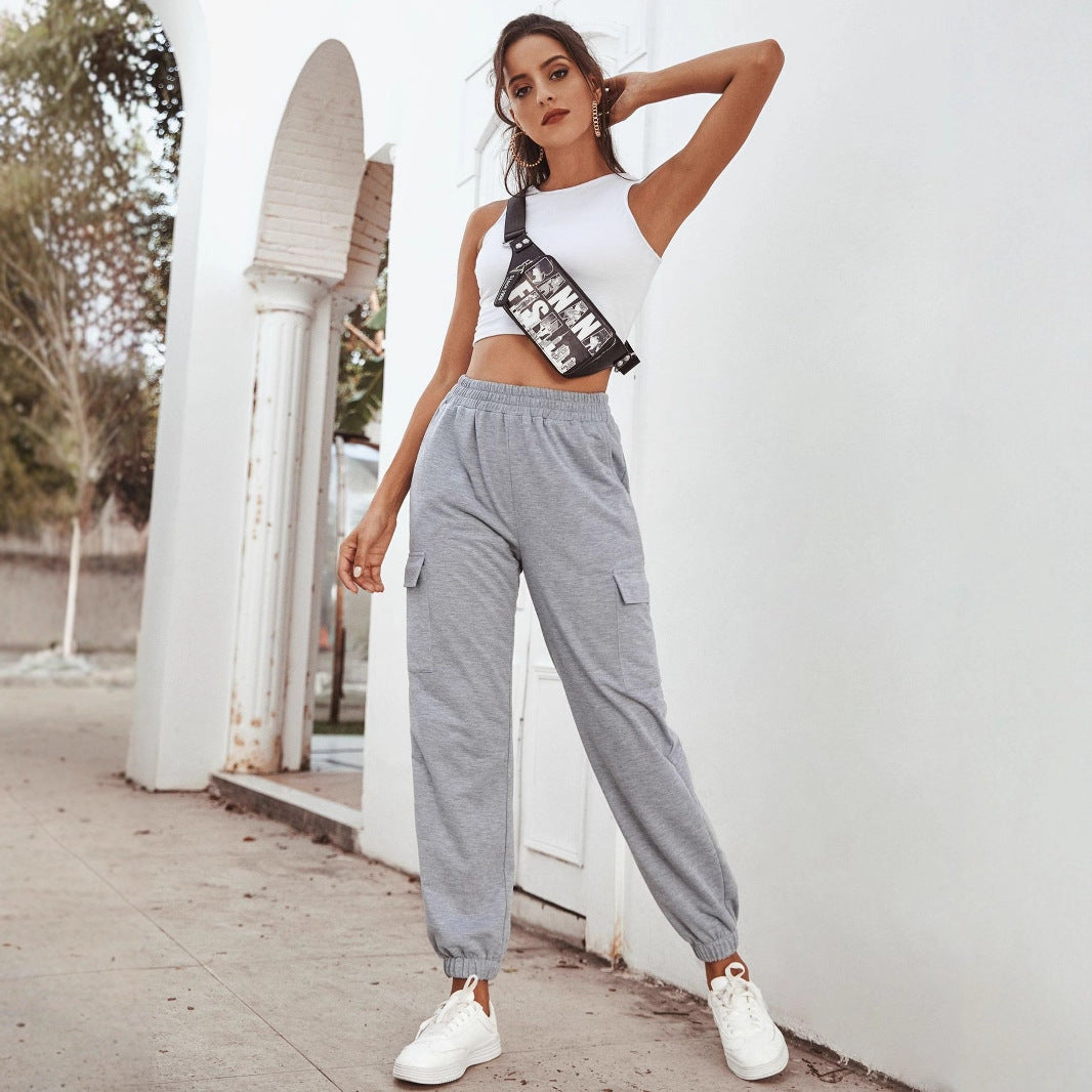 Pantalons de sport cargo pour femmes avec poches latérales et taille élastique Chic und Stil