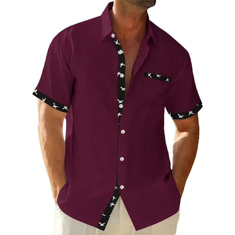 Chemise à manches courtes pour hommes avec col à la mode et poche poitrine Chic und Stil