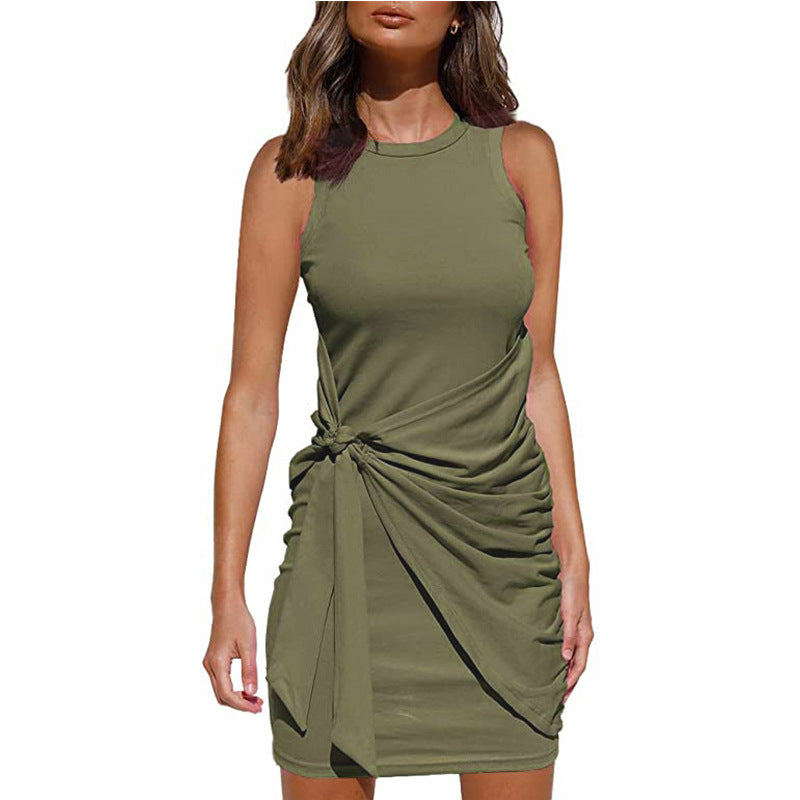 Robe Mini Drapée Tournée Sans Manches Chic und Stil