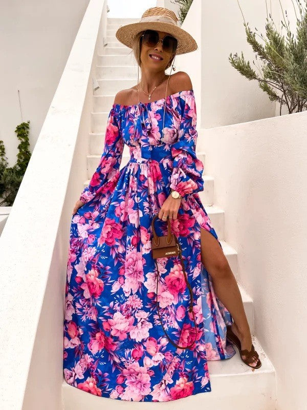 Chic and stylish off shoulder floral maxi dress for women